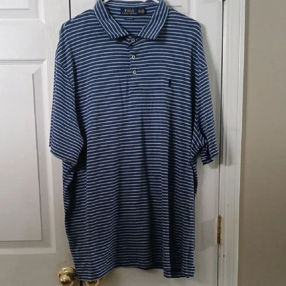 Polo Ralph Lauren 2 tone blue striped polo shirt Sz XXL EUC